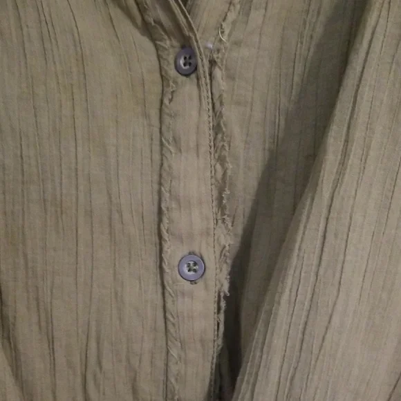 We The Free Olive Green Button-Up Women's Top - Picture 3 of 5